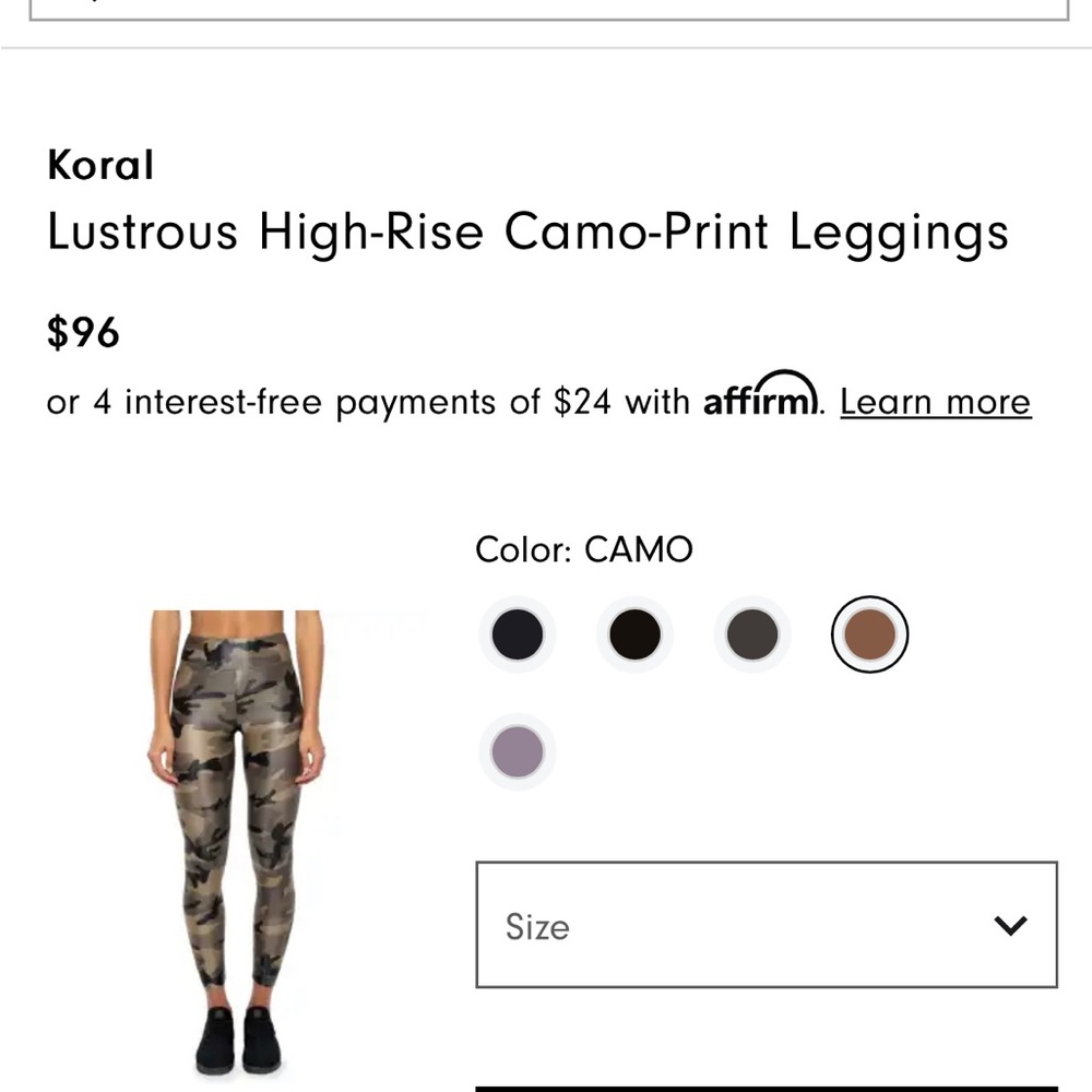 Koral army print leggings - size XS, warn once. Fit like a lululemon 2